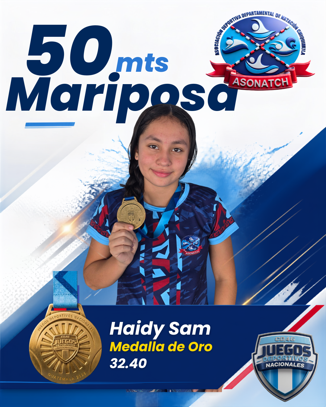 Haidy Sam — Oro 50m Mariposa