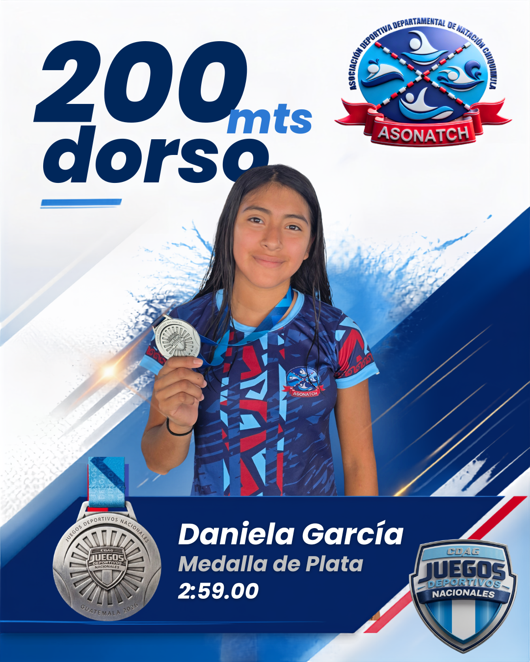 Daniela García — Plata 200m Dorso